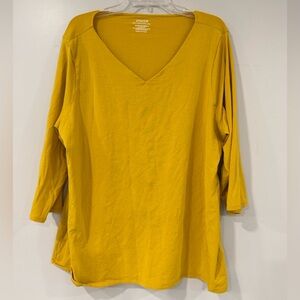 Chico's Golden Long Sleeve V-Neck Top Size XXL